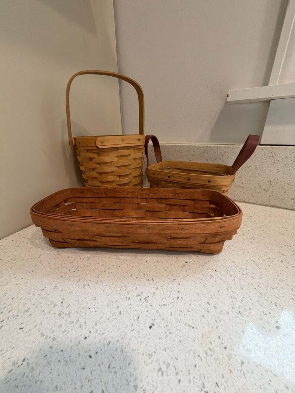 Lot of 3 Vintage Handwoven Baskets: Longaberger and Samuel Patterson